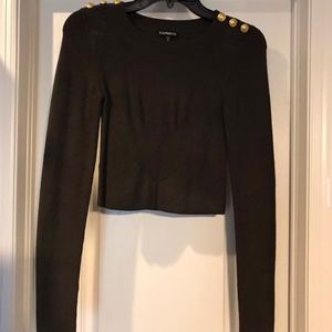 Army Green Long Sleeve Crop Top